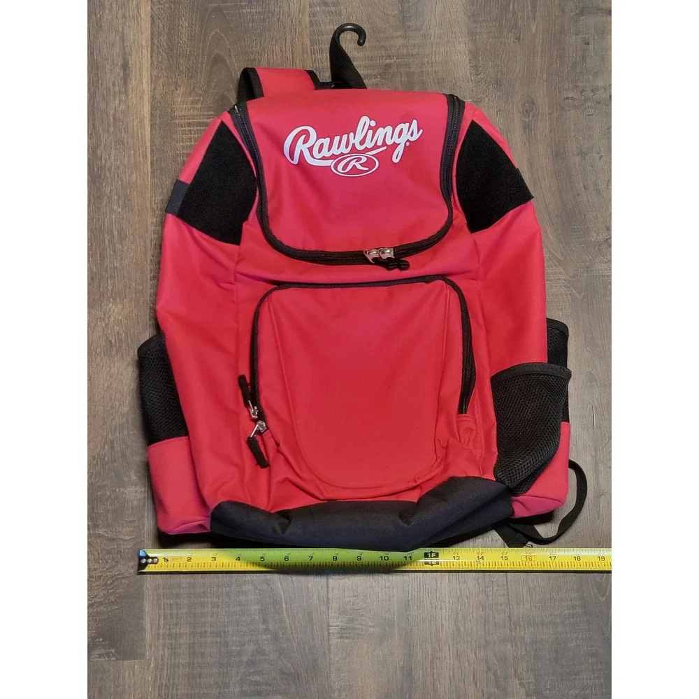 Rawlings Baseball Backpack Red Black Travel Gear Equipment Bag School Gym‎